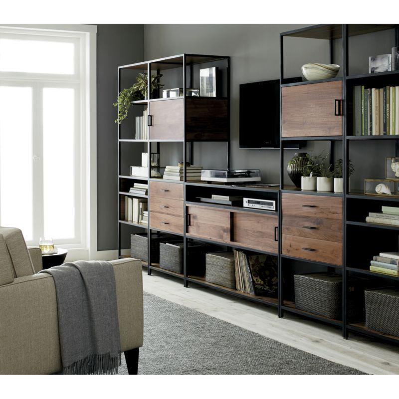 Knox Media Console With 2 Tall Storage Bookcases Pinterest Knox Media Console With 2 Tall Storage Bookcases Crate And Barrel