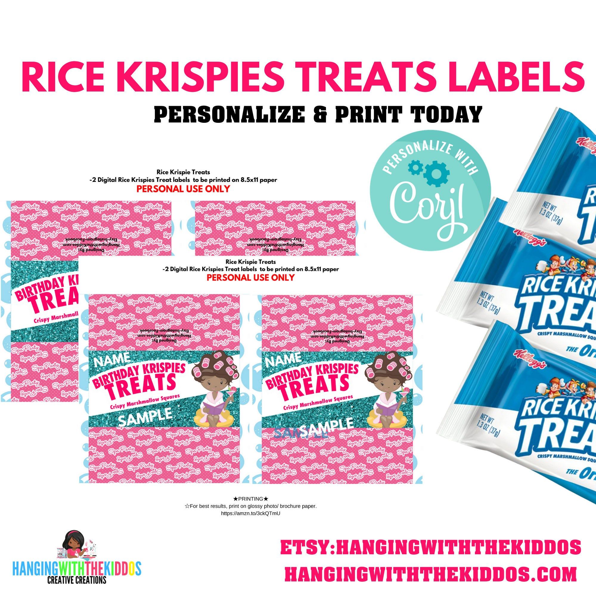 Printable Treats Printable Flowers and Butterflies Custom Chip Bags Party Favors Digital File