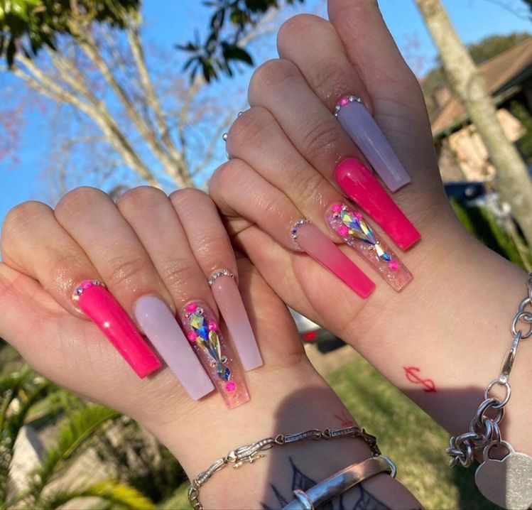 Onlyonebarbie follow e.mbeautyco on Instagram | Drip nails, Long square