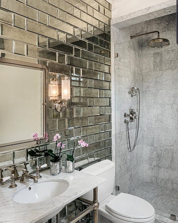 Paris Gray Beveled 4x12 Antique Mirror Tile Accent Wall Bathroom Tiles Romantic Bathrooms - Mirror Subway Tile Bathroom Paris Gray Beveled 4x12 Antique Mirror Tile Accent Wall Bathroom Tiles Romantic Bathrooms - Mirror Subway Tile Bathroom