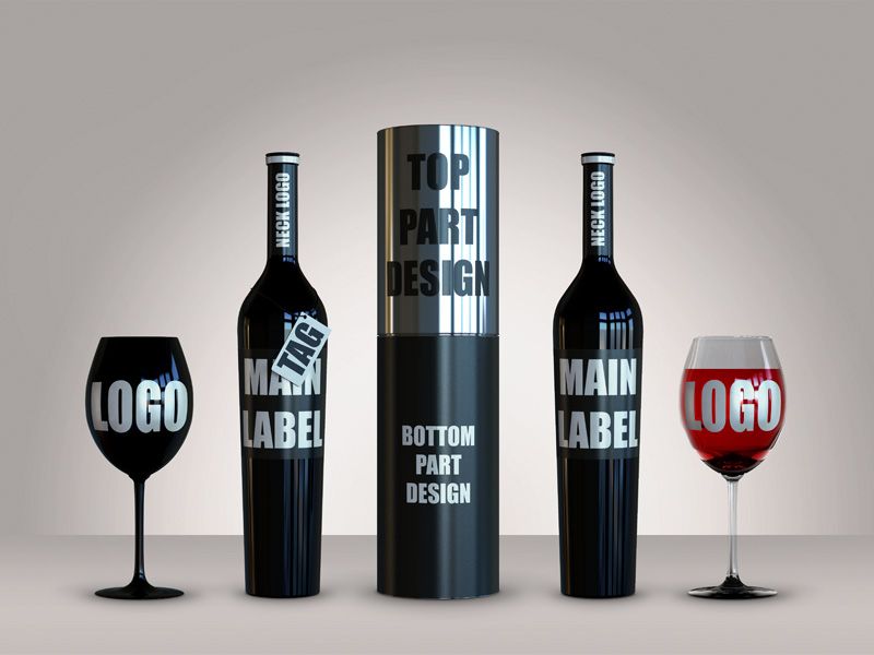 Collector's Black Bottle Wine Mockup