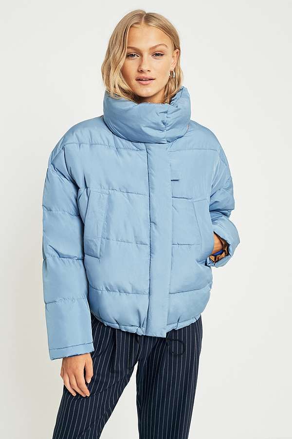 Contrast Lining Pillow Puffer Blue Pillow Puffer Jacket