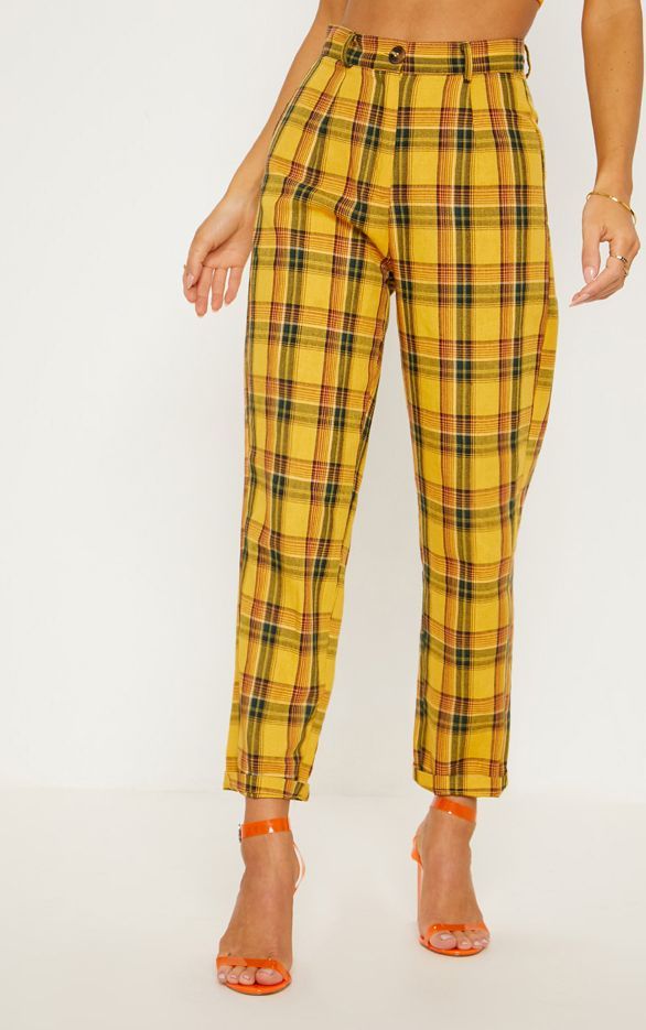 Yellow Check Straight Leg Trouser | Straight leg, Trousers, Fashion