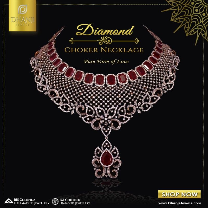 Buy diamond choker necklace online at best price from Dhanji Jewels. Check out our latest collections of diamond neckwear designs for women.
Shop diamond necklace online at Dhanjijewels.com
💎Certified Diamonds & Gold
🚚Free Shipping
#dhanjijewels #diamondnecklace #diamondjewellery #goldjewellery #chokernecklace #chokersets #chokerset Diamond Choker Necklace, Gold Jewelry Necklace, Diamond Jewelry, Platinum Jewelry, Gold Platinum, Diamonds And Gold, Gold Diamond, Choker Necklace Online, Buying Diamonds