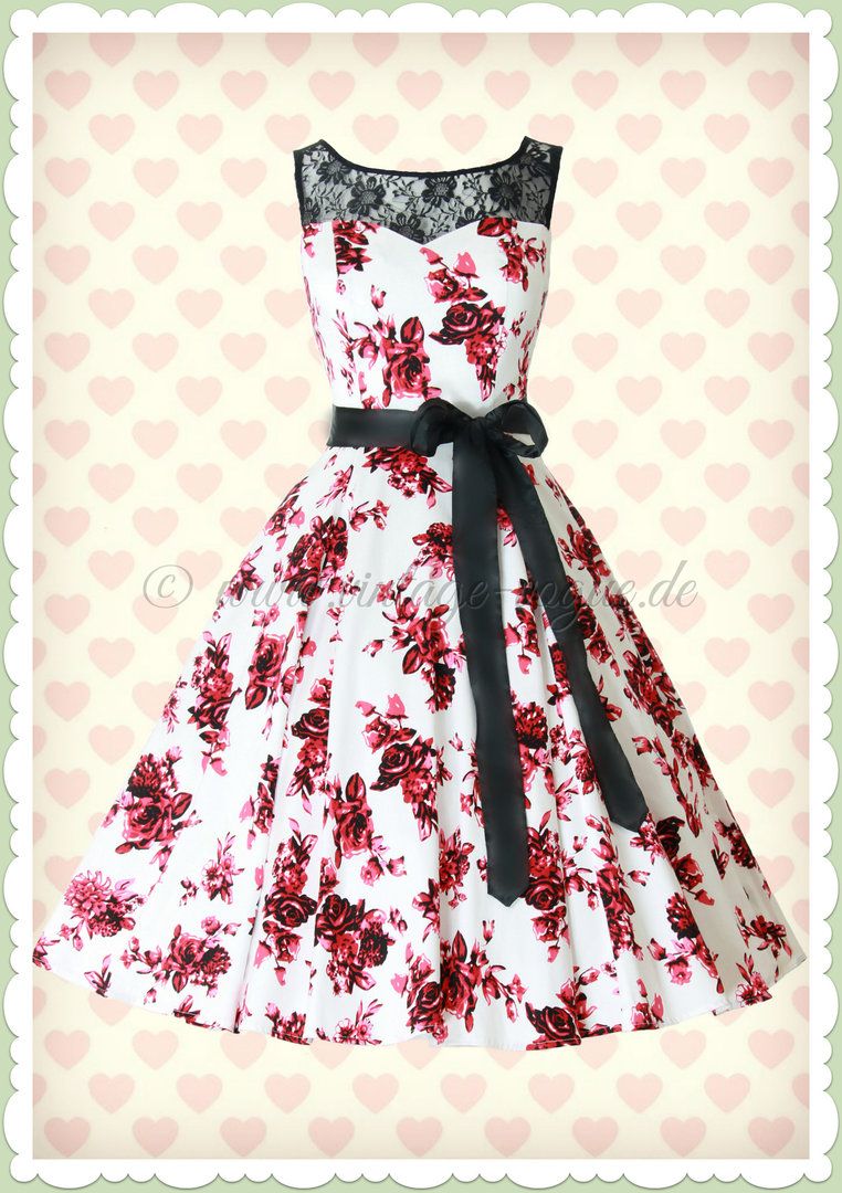 Hearts & Roses 10er Jahre Vintage Rosen Petticoat Kleid - Rosaceae