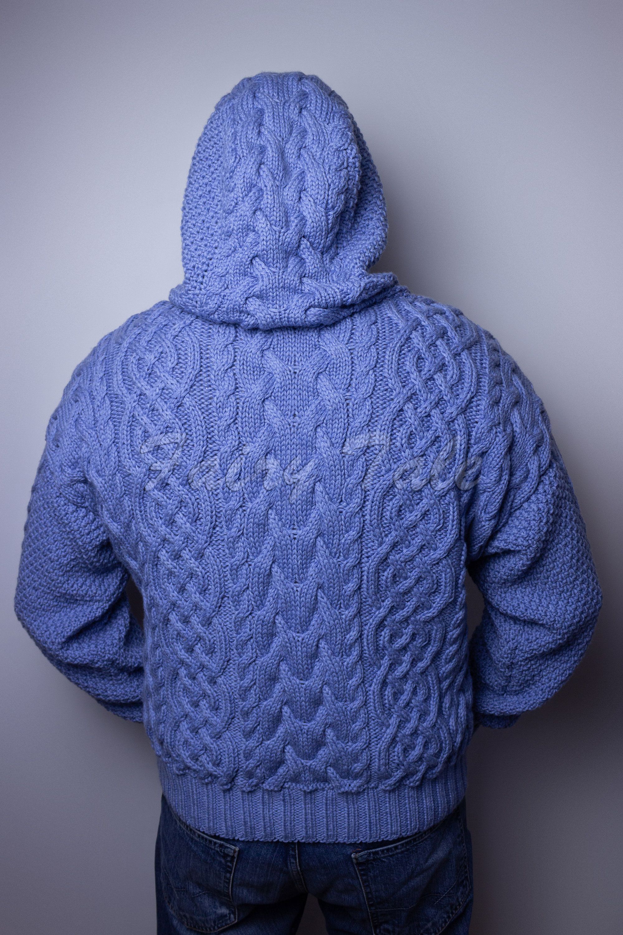 Men's Cable Sweater with Hood Pattern, Knitted Aran Sweater for Men, Knit Men's Braided Sweater, Knitted Gift for Men, Instruction, Tutorial #braidsformen