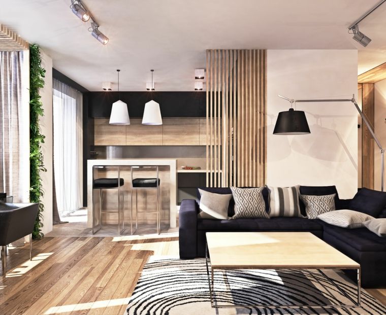 Arredamento moderno di un open space con cucina e soggiorno con ... Cucina con soggiorno