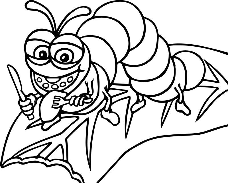 Cicada Hungry Cartoon Funny Coloring Page