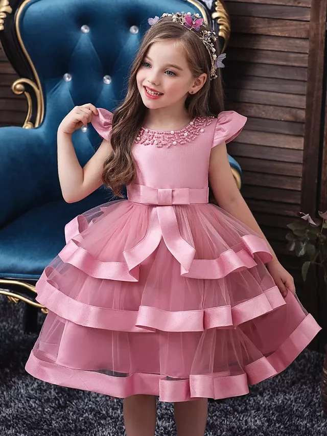 Vestido Para Niñas Pequeñas Color Net Yarn Bowknot Birthday Vestido Para Niñas Pequeñas Color Net Yarn Bowknot Birthday