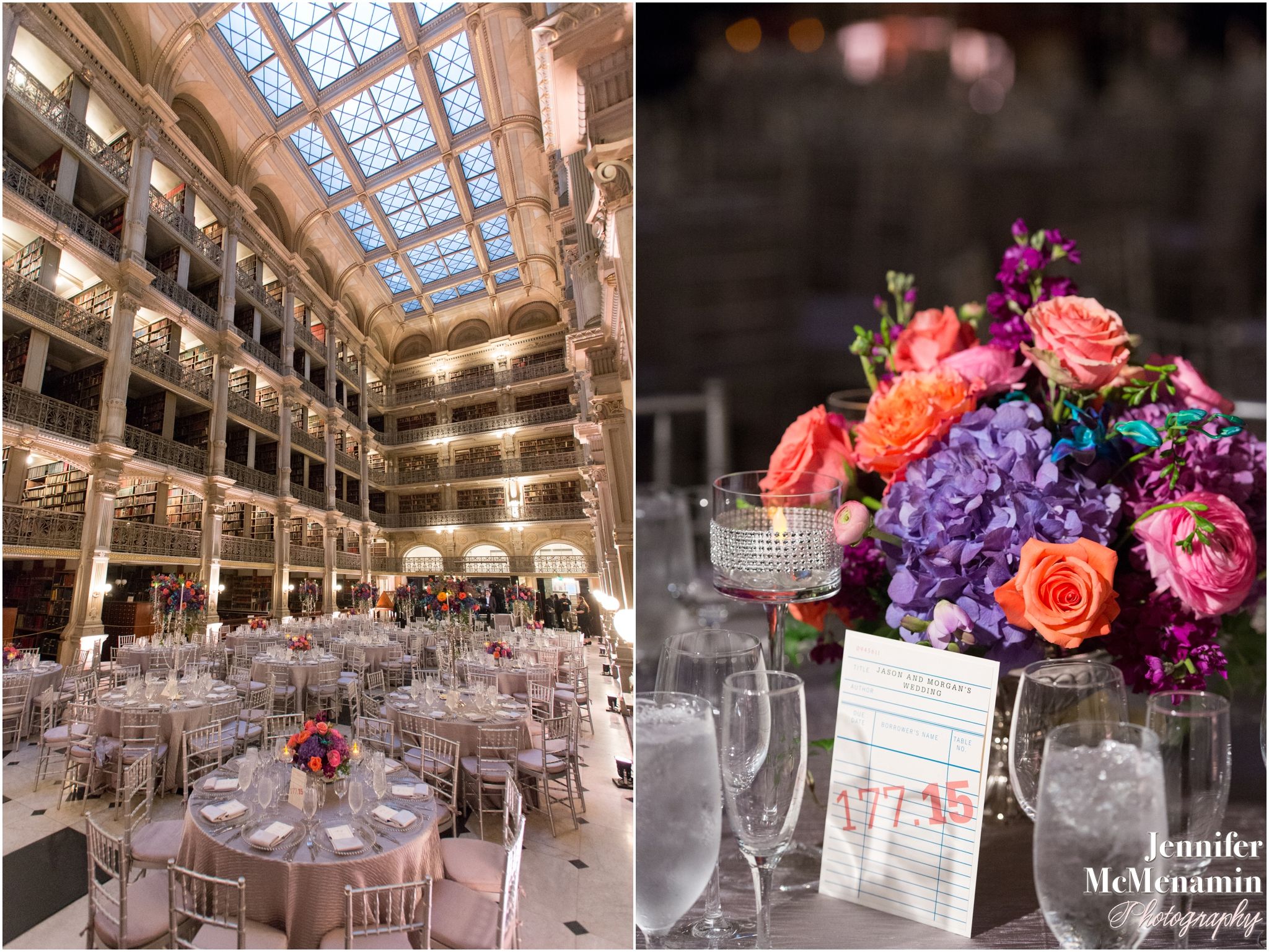 George Peabody Library Baltimore Maryland Historic Wedding Venue George Peabody Library Baltimore Maryland Historic Wedding Venue Vintage Rustic Elegant Reception Decor Jennifer Mcmenamin Photography