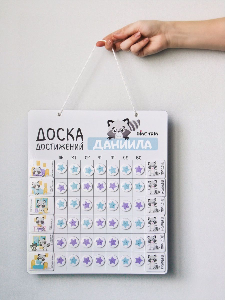 Доска достижений DineTrin помогает развивать самостоятельность, дисциплину, внимание у детей! Больше никаких "Не хочу" и "Не буду", детки с удовольствие будут выполнять повседневные дела самостоятельно, превращая это в интересную игру!)В комплект входит:- Магнитная доска- Наклейки для имени ребёнка на доске- 15 магнитов с заданиями (убираю игрушки, чищу зубки, мою руки, сплю в своей кроватке, кушаю самостоятельно и др.)- 42 магнита со звездочками, чтобы отмечать успехи ребёнка- 6 магнитов Periodic Table, Periodic Table Chart, Periotic Table