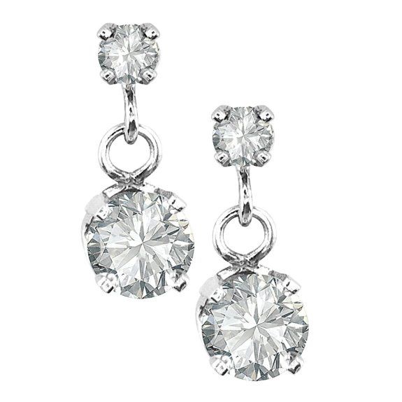 14k White Gold 2 Stone Diamond Drop Dangle Earrings 1 Cttw J K 14k White Gold 2 Stone Diamond Drop Dangle Earrings 1 Cttw J K Color I2 I3 Clarity Jewelry 215 09