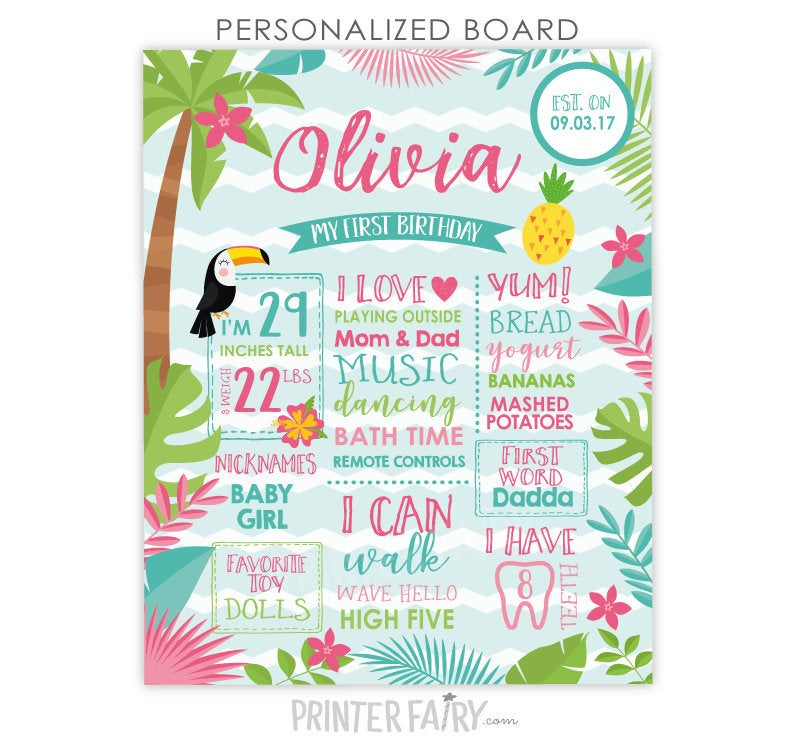 Hawaiian Birthday Party sign Tropical Birthday Poster Flamingo Pool Party Birthday Sign Hawaiian Luau 1st Birthday Chalkboard Sign