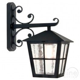 Traditional Black Down Lantern Outdoor Wall Light One Lamp Lantern.