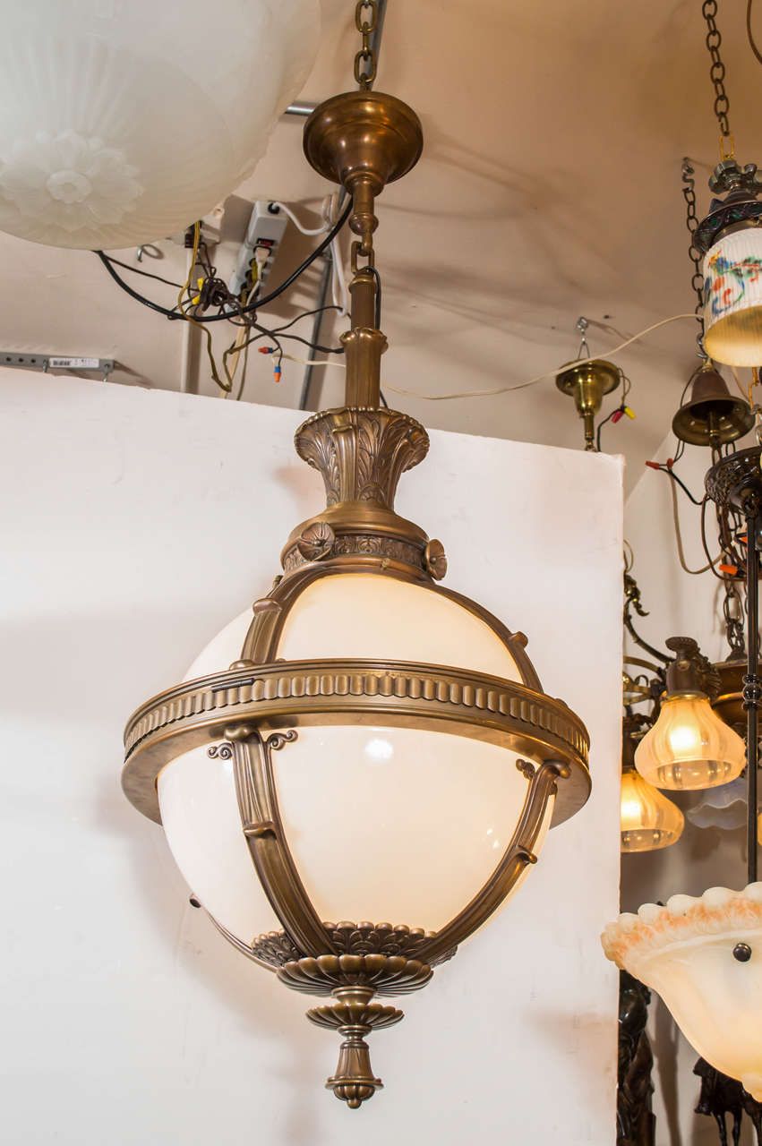 Monumental Pendant Globe Or Orb From Railroad Station Circa Monumental Pendant Globe Or Orb From Railroad Station Circa