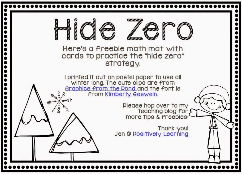 Free Hide Zero Math Game Positive learning, Math freebie, Teaching blogs