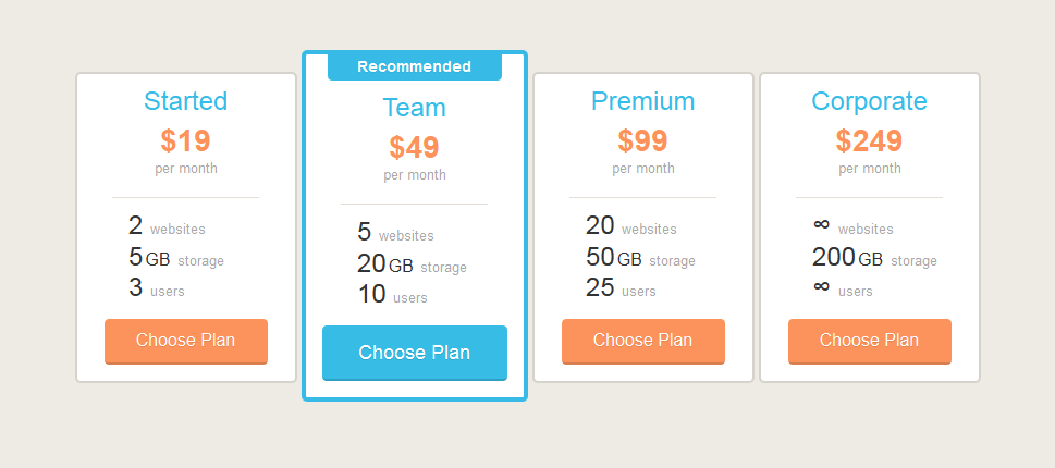 Plans Pricing Table Buttons Code Css Css3 Html Html5 Pricing Table Resource Scss Snippets Web Design Web Development