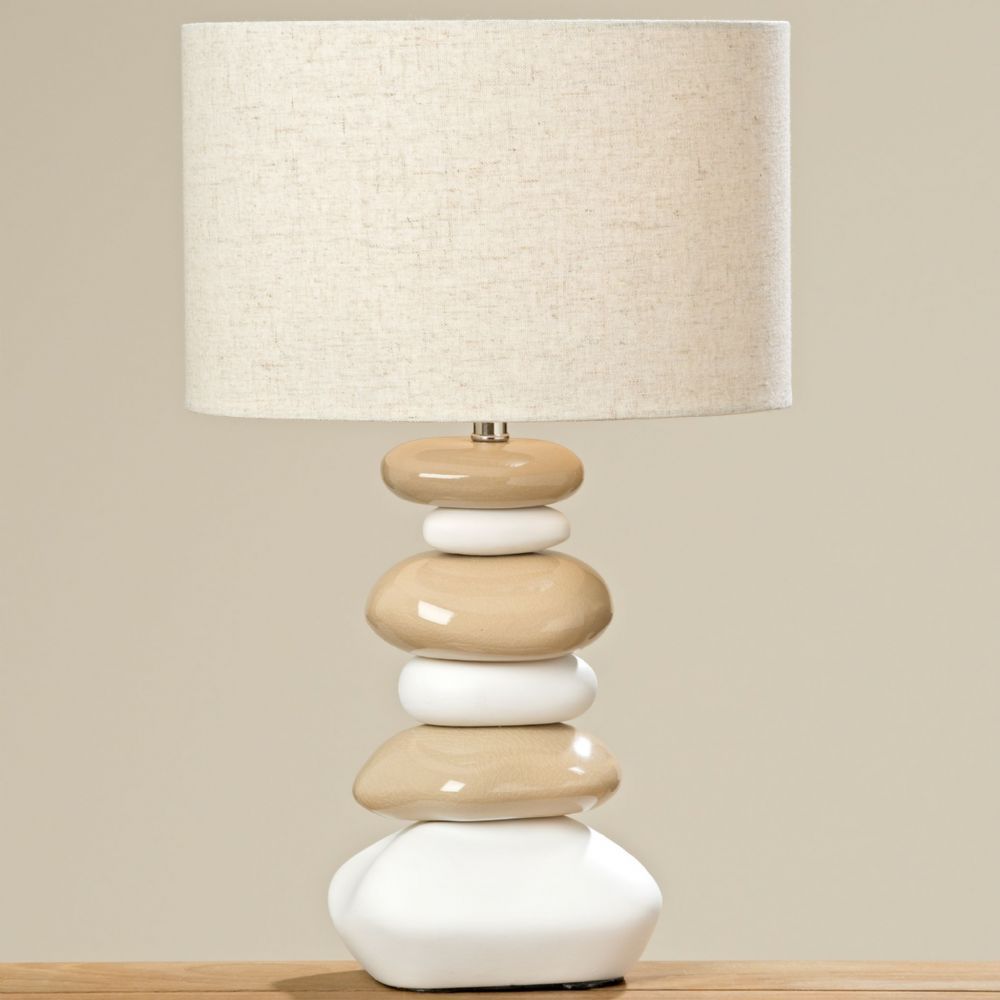 Pebble Lamp with its neutral colour Natural Ceramic Pebble Table Lamp &