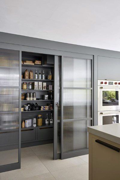Top 70 Best Kitchen Pantry Ideas - Organized Storage Designs Kitchen Pantry Doors, Kitchen Pantry Design, Modern Kitchen Design, Home Decor Kitchen, Interior Design Kitchen, Home Kitchens, House Interior, Kitchen Storage, Kitchen Ideas