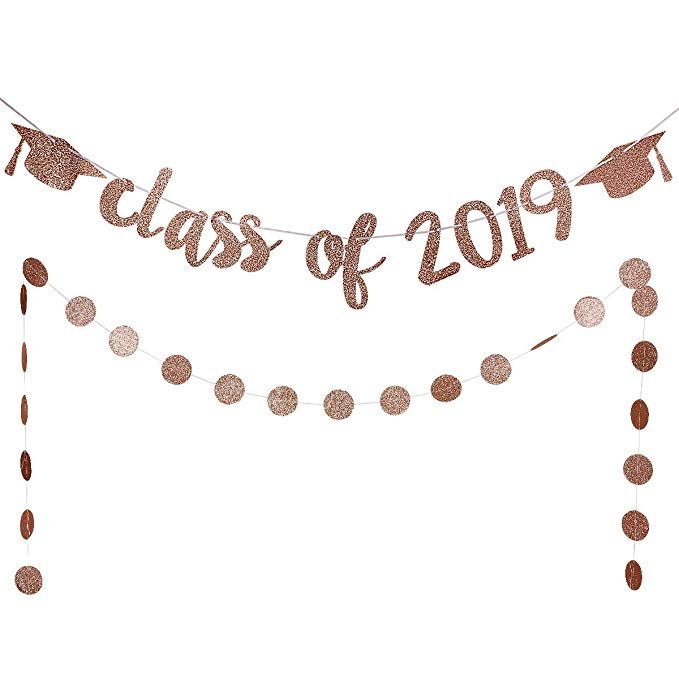 Rose Gold Glittery Class Of 2019 Graduation Cap Banner and Rose Gold Rose Gold Glittery Class Of 2019 Graduation Cap Banner and Rose Gold