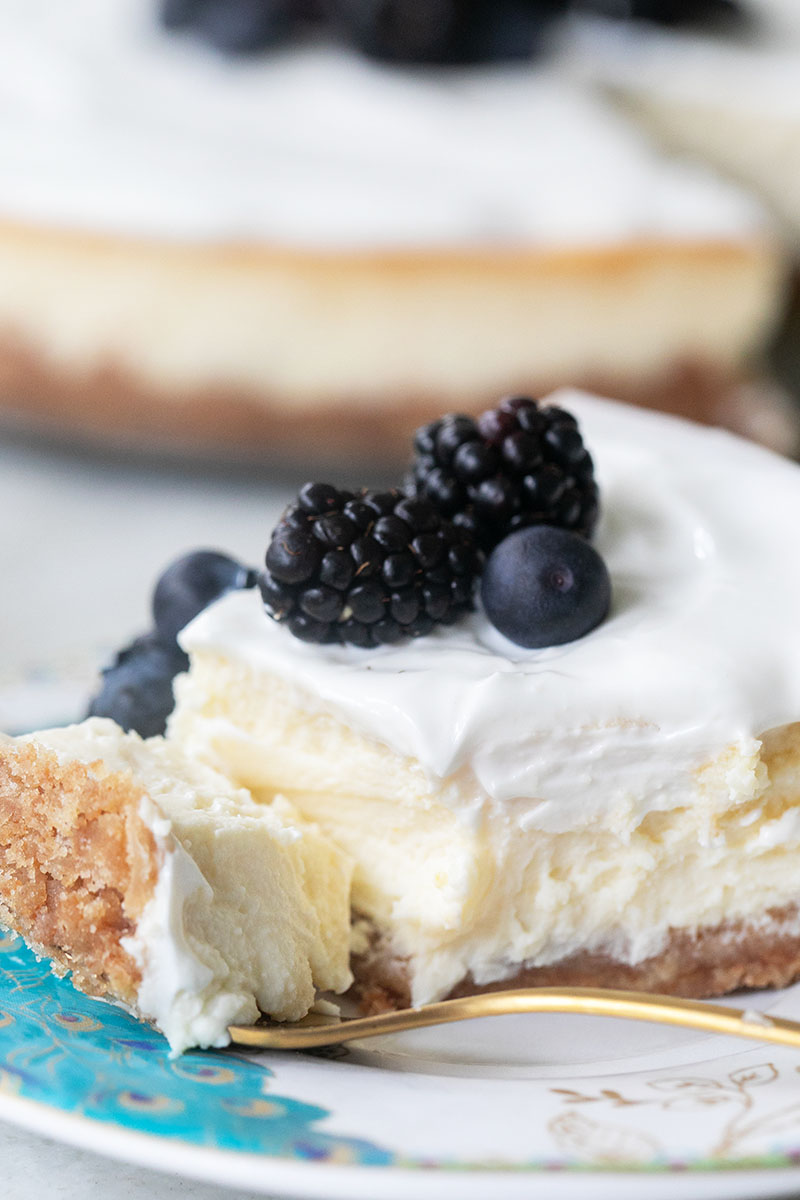 Ricotta Cheesecake With Whipped Sour Cream Topping Sugar And Charm Recipe Ricotta Cheesecake Desserts Dessert Recipes