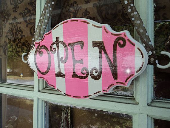 French Boutique Shop Sign Open Closed Reversible Wooden Shabby