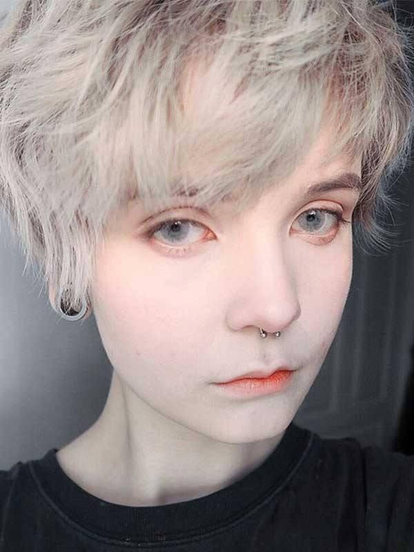 haircuts ftm hair short hairstyles grey silver queen blonde colored boy haircut androgynous boys instagram greene kenzie ttdeye