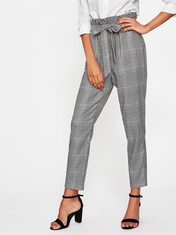 plaid black and white pants