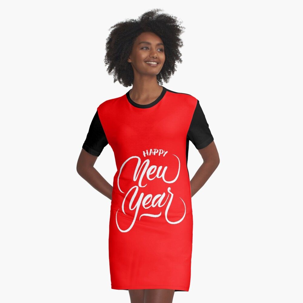 HAPPY NEW YEAR Graphic T-Shirt Dress by IMPACTEES | T shirt dress, Christmas shirts, Shirt dress