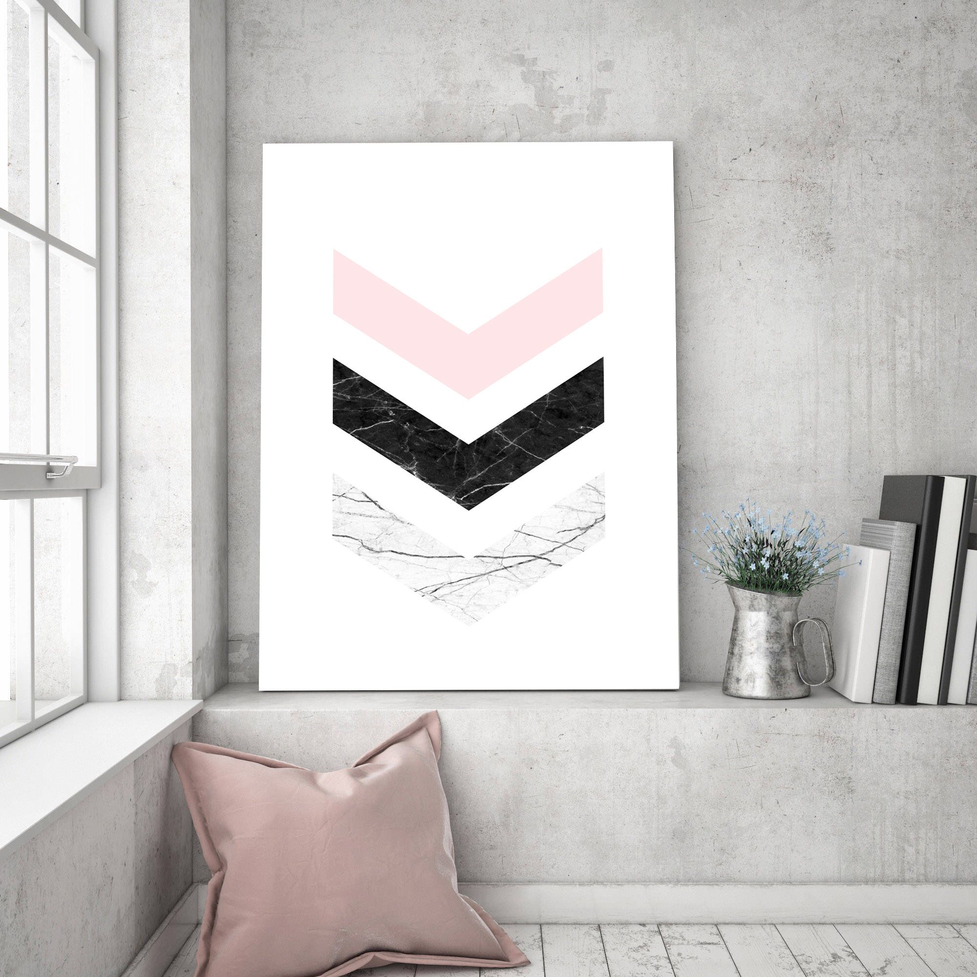 Geometric Large Chevron Print, Print, Pink Wall Blush ... Art, Pink Blush Wall Print, Large Chevron Art, Print, ... Geometric