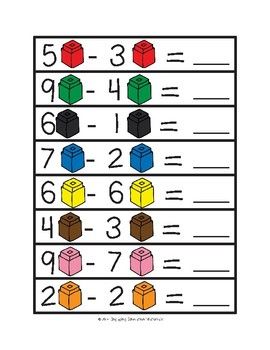 single digit subtraction using colorful cubes creative teaching cube