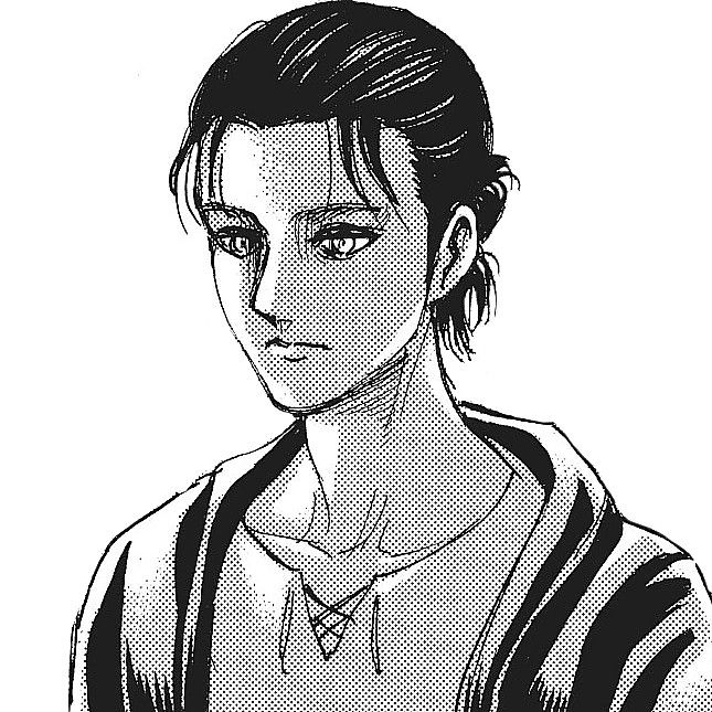 Image of Eren Jaeger long hair black and white