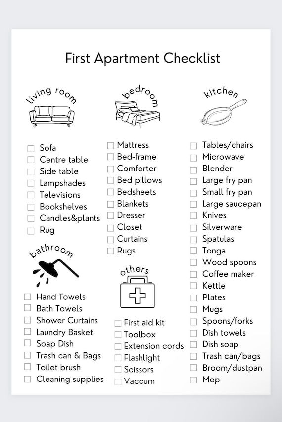 New Home Checklistnew Home Essentialsfirst Apartment List - Etsy