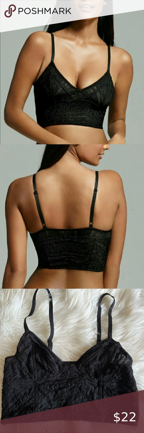 INTIMATELY FREE PEOPLE STRETCH LACE CROP BUSTIER BRA BLACK Plus Fashion, Fashion Tips, Fashion Trends, Stretch Lace, Crochet Bikini, Bikinis, Swimwear, Free People, Intimates