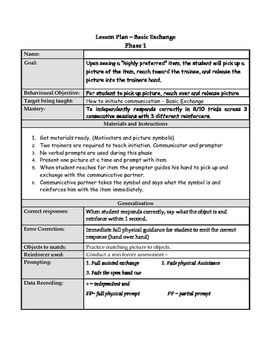 communication lesson plan and data sheets phase i pecs pecs data sheets