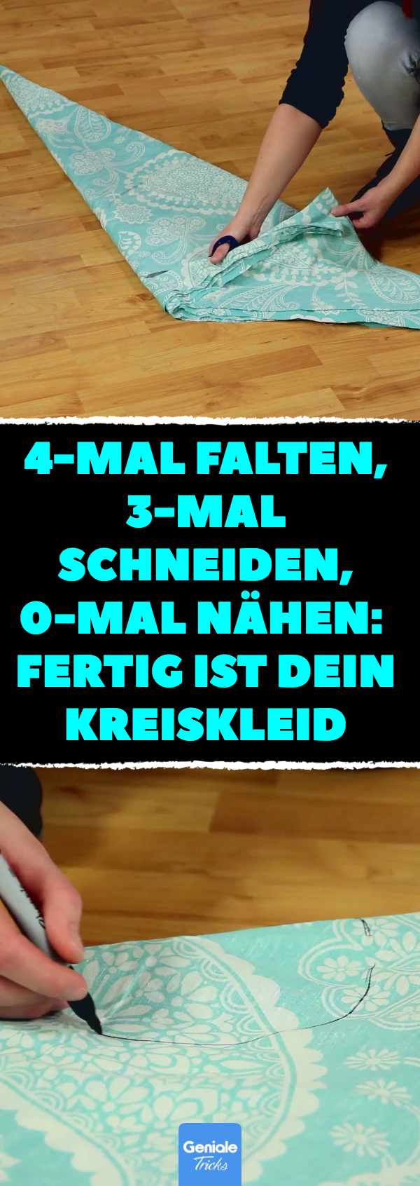 Ganz einfach: Kleid aus Stoffkreis geschnitten.