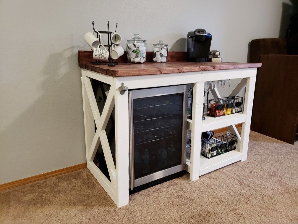 Rustic Wine Cabinet Coffee Bar Home Diy Rustic Wine Cabinet Coffee Bar Home, Coffee Bar Cabinet With Wine Fridge