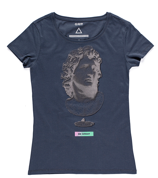 Antrasit Ancient Be Great Ti Sort Tisort Modelleri Kadin Tisort