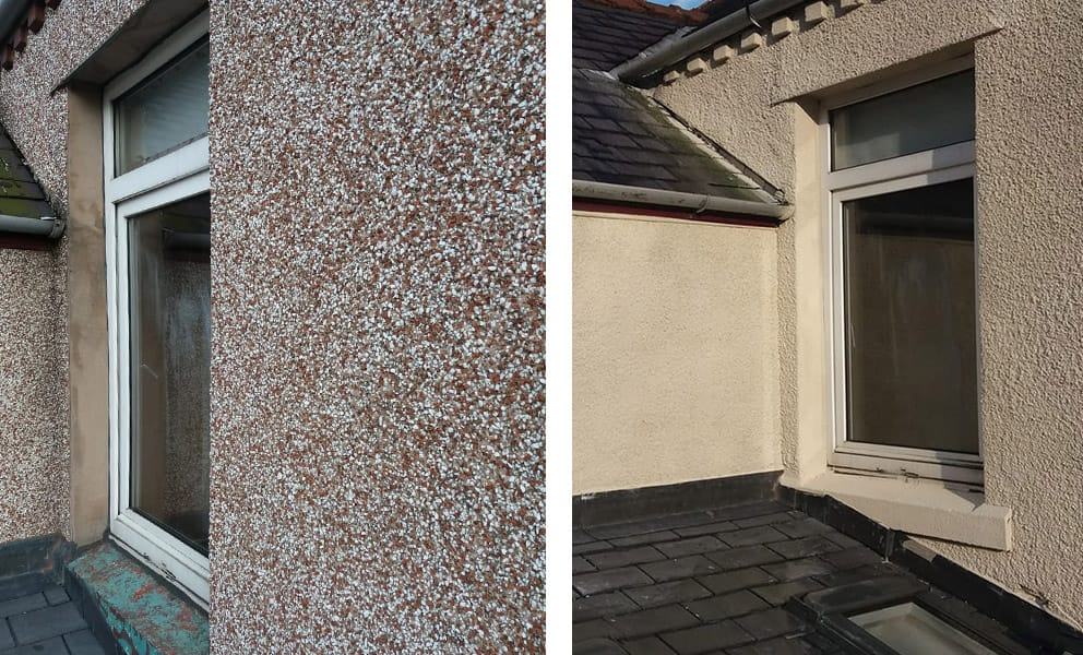 Painting Pebble Dash, Painted Pebbledash, House Before And After, Masonry Paint, Garage Makeover