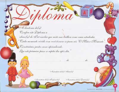 espao educar modelos de diploma para a educao infantil