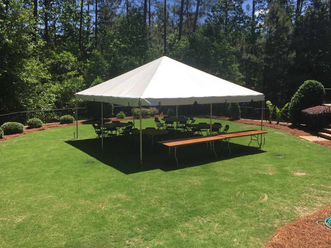 Tent in backyard