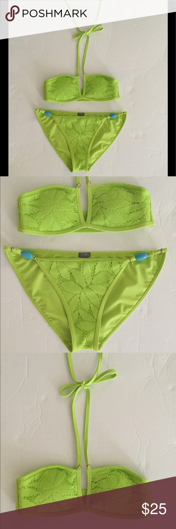 aerie nwot green yellow swimsuit size xsmall with aerie size chart