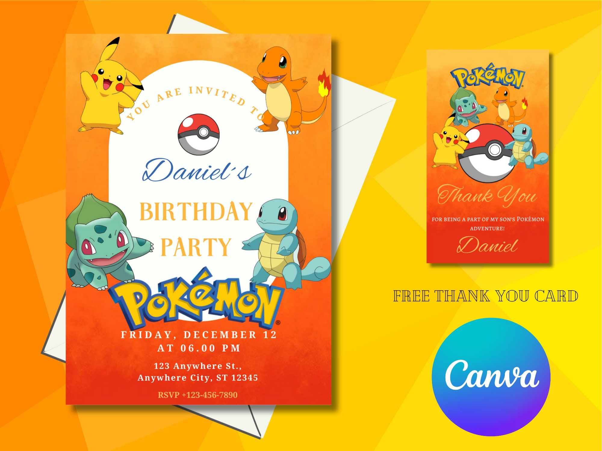 Pokemon Birthday Invitation / Canva Pokemon Invitation / Birthday Pokemon Birthday Invitation / Canva Pokemon Invitation / Birthday