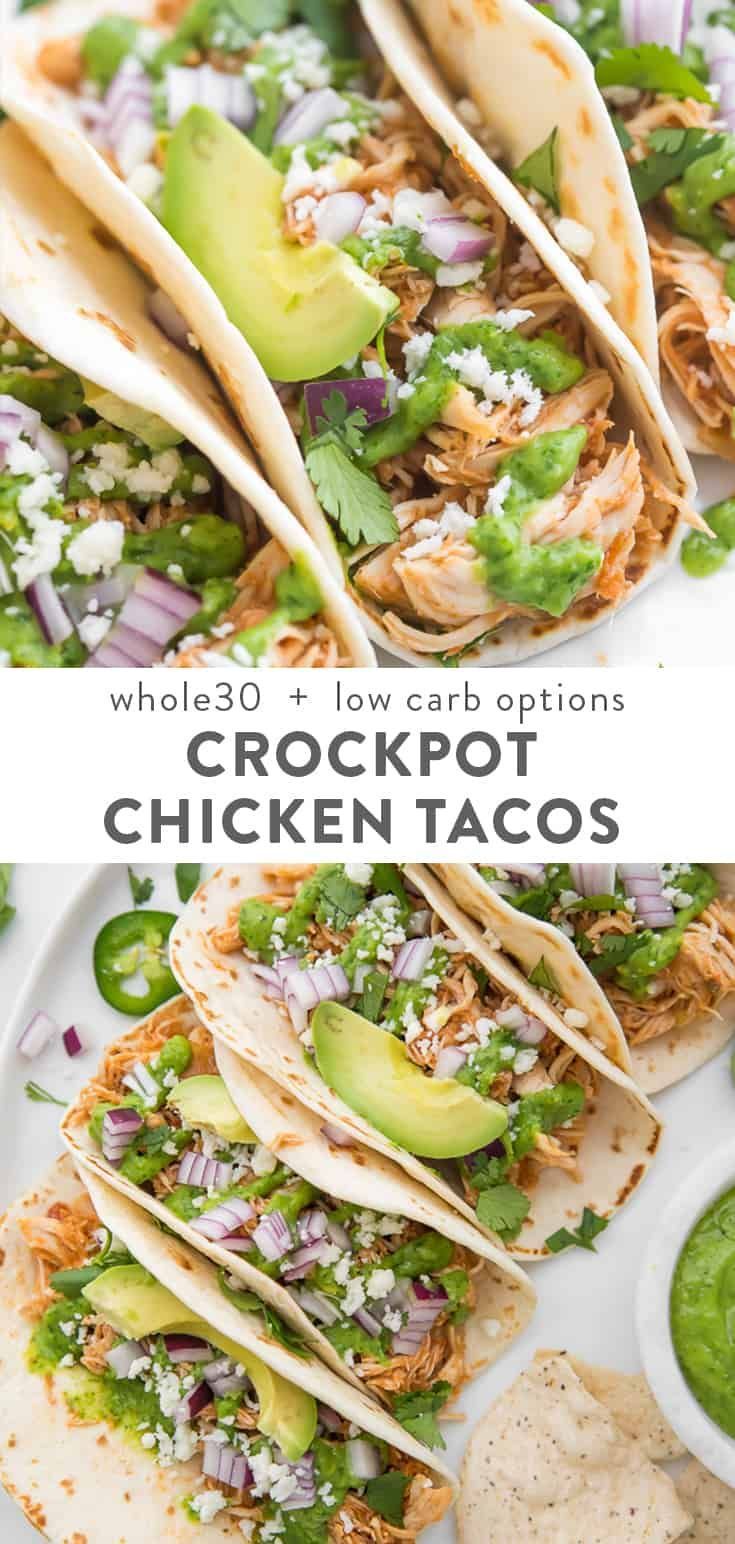 Crockpot Chicken Tacos mit Avocado-Koriander-Sauce #cilantrosauce