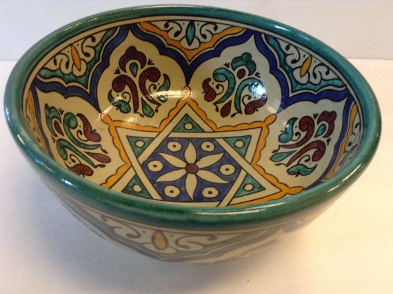 Round Di 40 H 16 cm Fes/Amir Ceramic Hand painted Moroccan Bathroom Sink Basin Painted inside out Round Di 40 H 16 cm Fes/Amir Ceramic Hand painted Moroccan Bathroom Sink Basin Painted inside out