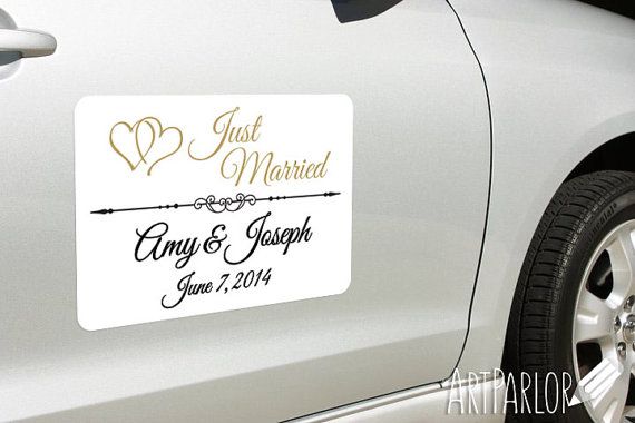 Wedding Car Magnet Just Married 18 X12 White With Wedding Car Magnet Just Married 18 X12 White