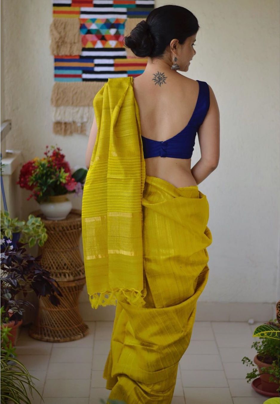Mustard chakori ethnic saree Mustard chakori ethnic saree