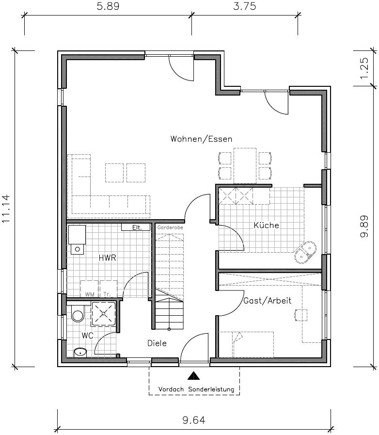 Flachdachhaus Grundriss Erdgeschoss Flachdachhaus