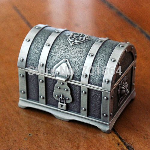 Big Size Pirates of the Caribbean Treasure Chest with Lock 2 Layers Jewelry Box