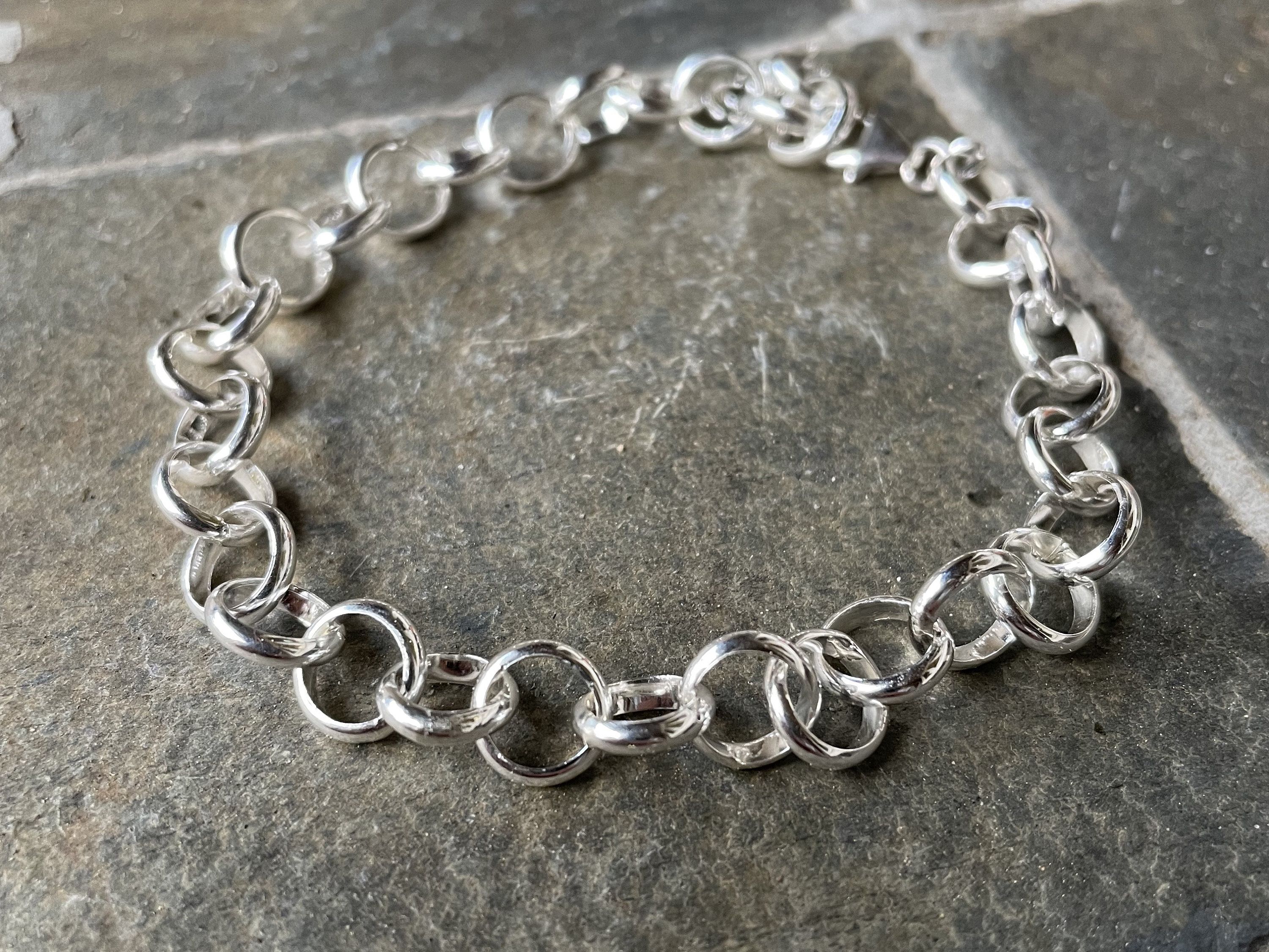 Handcrafted Sterling Silver Heavy Rolo Chain - Luxury Chain for Him - Gender Neutral Bracelet - Sturdy Silver Handmade Classic Chain by AccentYourself on Etsy Handmade Sterling Silver, Sterling Silver Bracelets, Silver Chain Style, 12 Gauge, Jewelry Studio, Chain Link Bracelet, Gender Neutral, Silver Wire